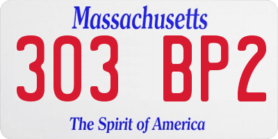 MA license plate 303BP2