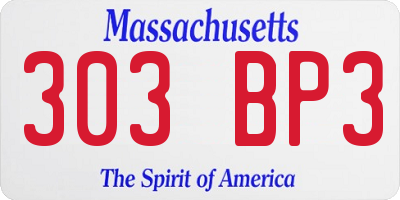 MA license plate 303BP3