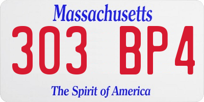 MA license plate 303BP4