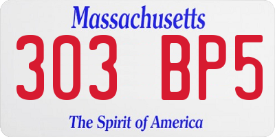 MA license plate 303BP5