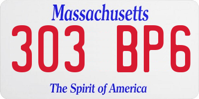 MA license plate 303BP6