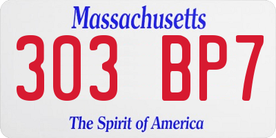 MA license plate 303BP7