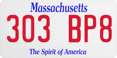 MA license plate 303BP8