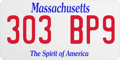MA license plate 303BP9