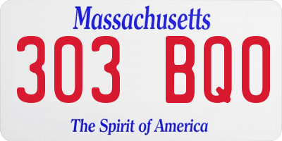 MA license plate 303BQ0