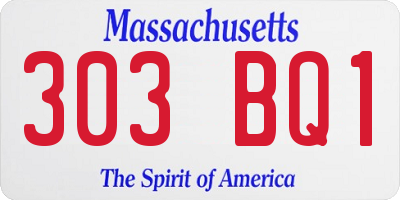 MA license plate 303BQ1