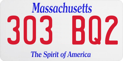 MA license plate 303BQ2