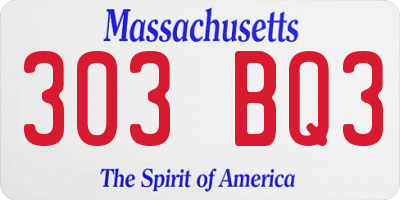 MA license plate 303BQ3