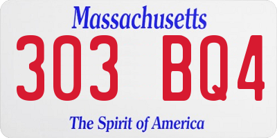 MA license plate 303BQ4