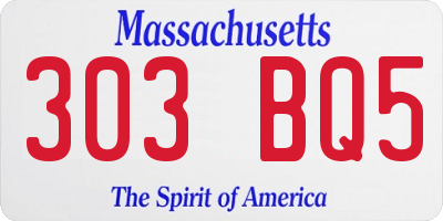 MA license plate 303BQ5