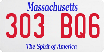 MA license plate 303BQ6