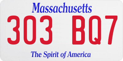 MA license plate 303BQ7