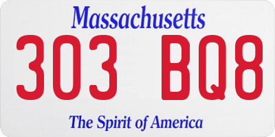 MA license plate 303BQ8