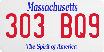 MA license plate 303BQ9