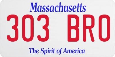 MA license plate 303BR0