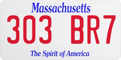 MA license plate 303BR7