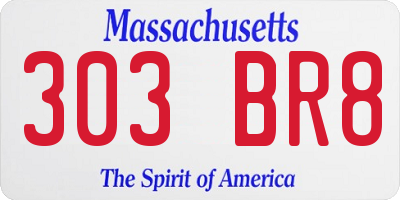 MA license plate 303BR8