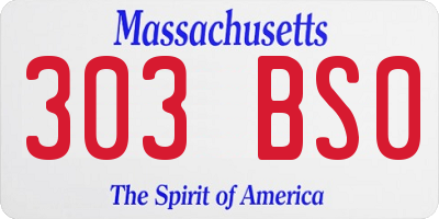 MA license plate 303BS0