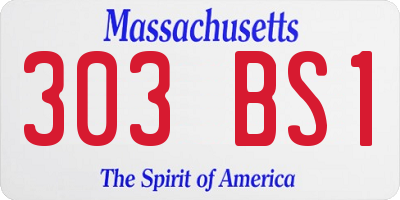 MA license plate 303BS1
