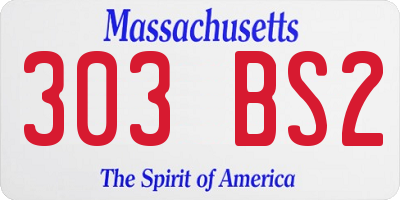 MA license plate 303BS2