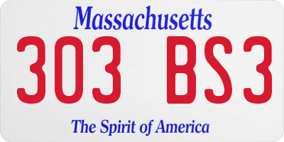 MA license plate 303BS3