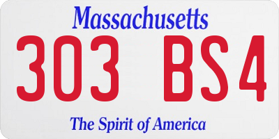 MA license plate 303BS4