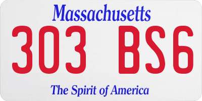 MA license plate 303BS6