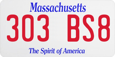 MA license plate 303BS8