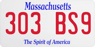 MA license plate 303BS9