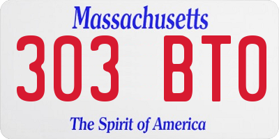 MA license plate 303BT0