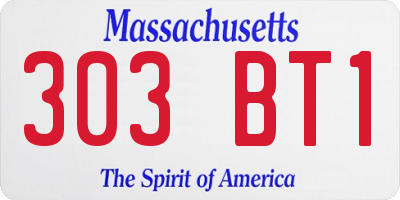 MA license plate 303BT1