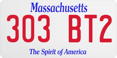 MA license plate 303BT2