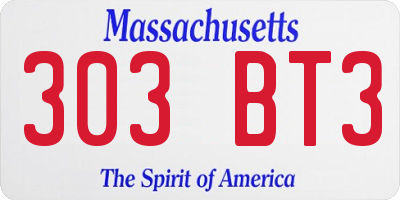 MA license plate 303BT3