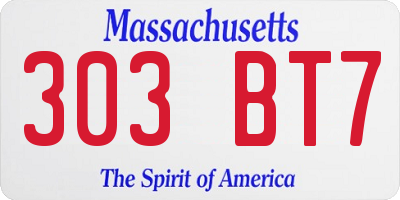 MA license plate 303BT7