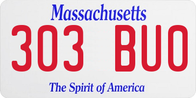 MA license plate 303BU0