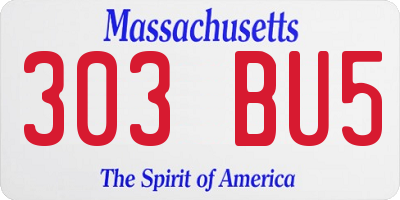 MA license plate 303BU5