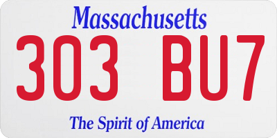 MA license plate 303BU7