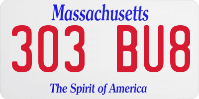 MA license plate 303BU8