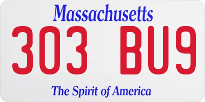MA license plate 303BU9