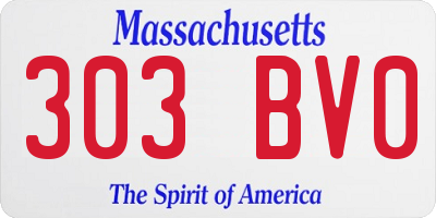 MA license plate 303BV0