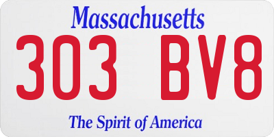 MA license plate 303BV8