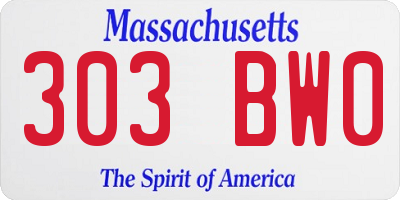MA license plate 303BW0