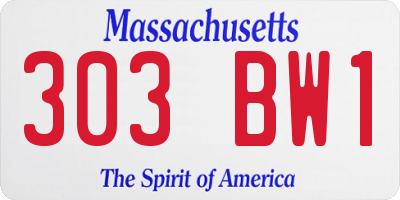 MA license plate 303BW1