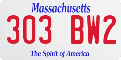 MA license plate 303BW2