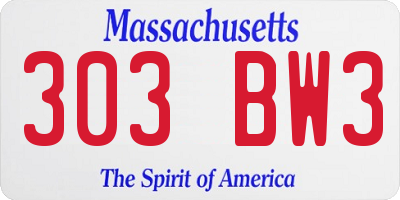 MA license plate 303BW3