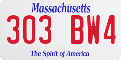 MA license plate 303BW4