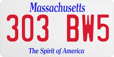MA license plate 303BW5