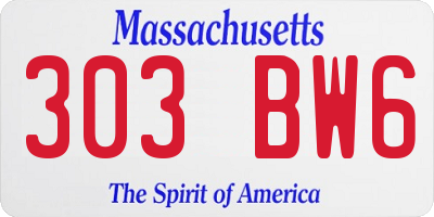 MA license plate 303BW6