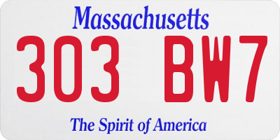 MA license plate 303BW7