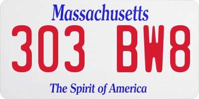 MA license plate 303BW8